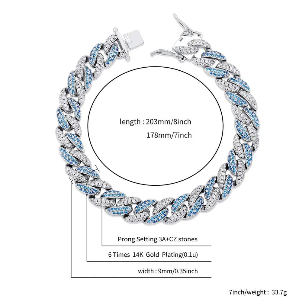 TOPGRILLZ 10mm Bracelet 6 Colors Iced Micro Pave Cubic Zirconia Bracelet Hip Hop Rock Fashion Jewelry Women For Gift 7inch 8inch