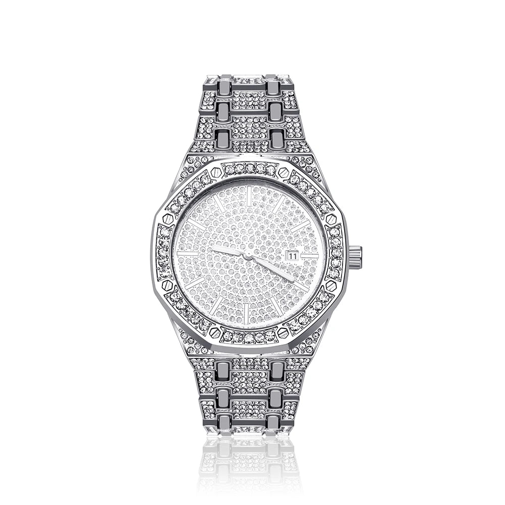 TOPGRILLZ Luxury Brand ICED OUT Watch Quartz Gold HIP HOP Wrist Watches With Micropave CZ Stainless Steel Wristband