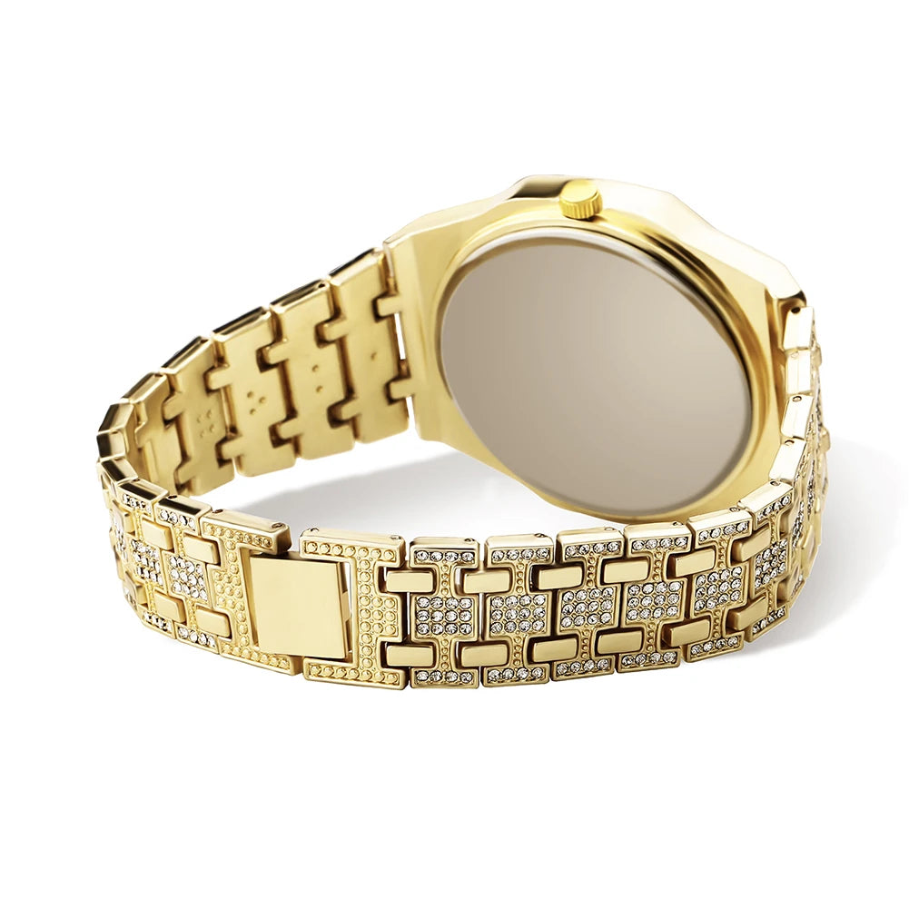 TOPGRILLZ Luxury Brand ICED OUT Watch Quartz Gold HIP HOP Wrist Watches With Micropave CZ Stainless Steel Wristband