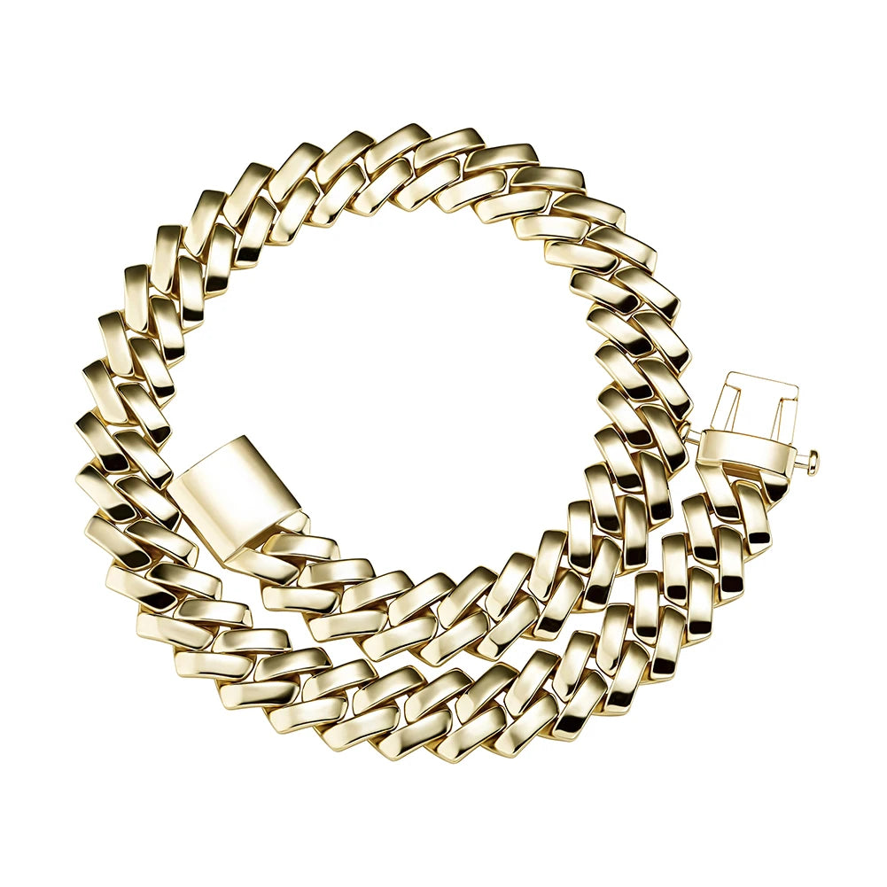 TOPGRILLZ 18MM Cuban Chain Miami Prong Link Chain Glossy High Quality Copper With New Spring Clasp Hip Hop Jewelry For Men