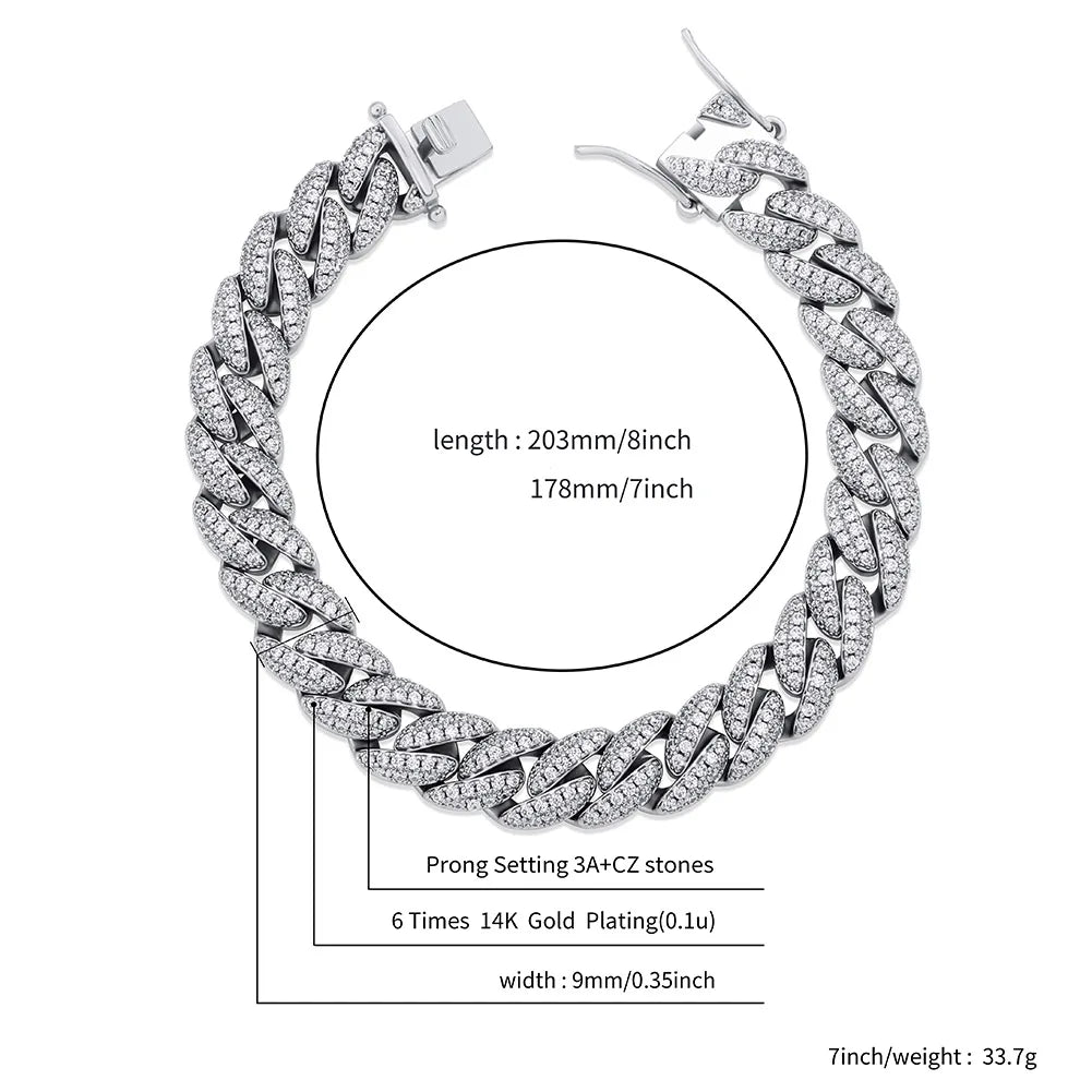 TOPGRILLZ 10mm Bracelet 6 Colors Iced Micro Pave Cubic Zirconia Bracelet Hip Hop Rock Fashion Jewelry Women For Gift 7inch 8inch