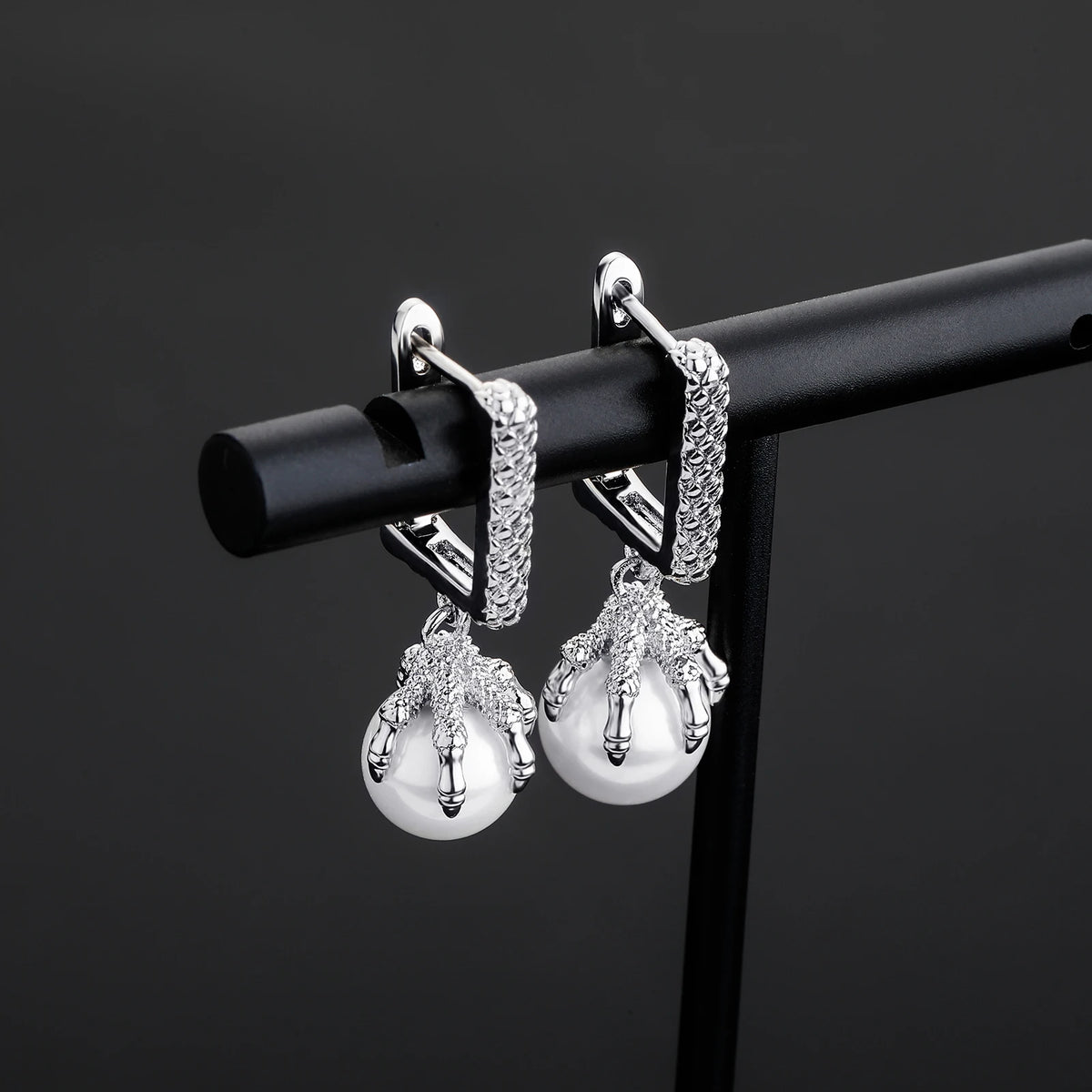 TOPGRILLZ 2021 NEW Women's Earring Chinese Style Dragon Claw Pearl Earrings High Quality Copper Gold Personality Jewelry
