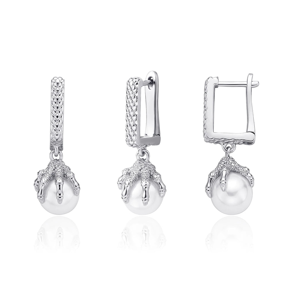 TOPGRILLZ 2021 NEW Women's Earring Chinese Style Dragon Claw Pearl Earrings High Quality Copper Gold Personality Jewelry