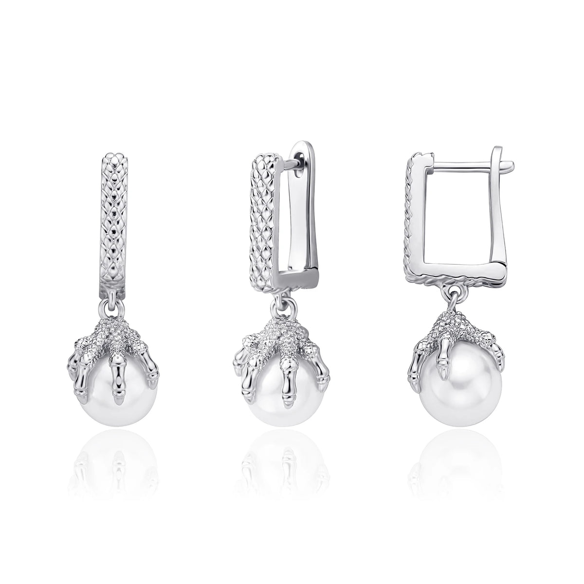 TOPGRILLZ 2021 NEW Women's Earring Chinese Style Dragon Claw Pearl Earrings High Quality Copper Gold Personality Jewelry