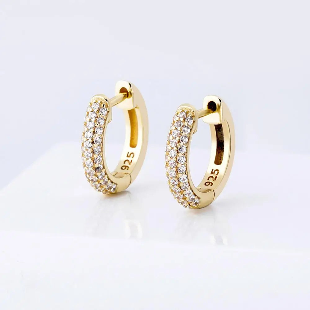 TOPGRILLZ 925 Sterling Silver 14mm Round Earring Iced Micro Pave Cubic Zirconia Earrings Hip Hop Fashion Jewelry Gift For Women