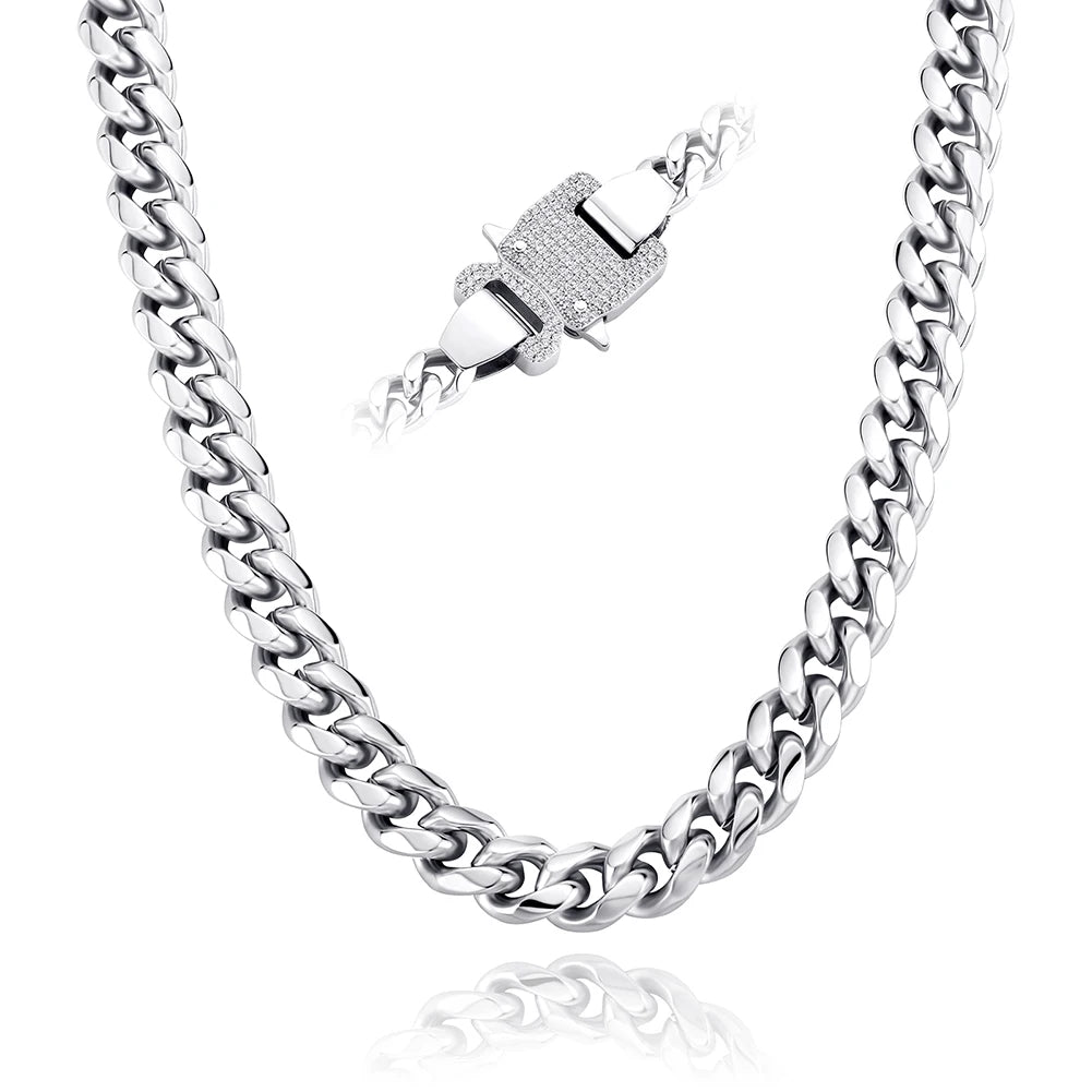 TOPGRILLZ 2021 New 12mm Miami Cuban Chain Gold Silver Color With Spring Ring Clasps Hip Hop Jewelry For Gift