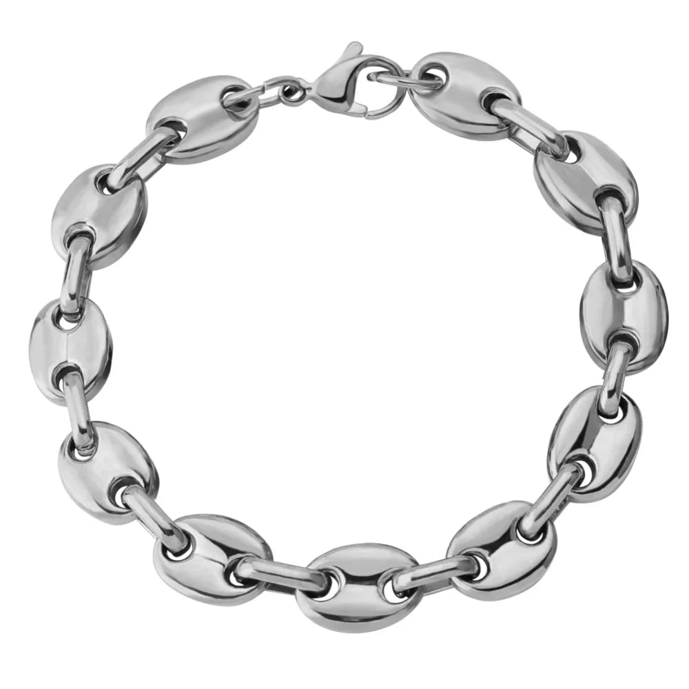 TOPGRILLZ 8mm Solid Back Cuban Link Gold Silver Color Men's Hip Hop Bracelets Personality Stainless Steel Jewelry