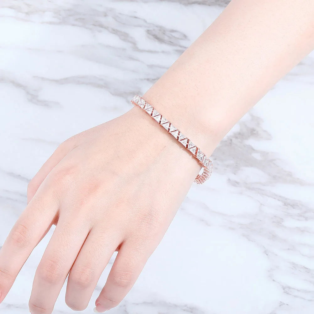 TOPGRILLZ 5mm Tennis Chain Bracelet High Quality Triangular Iced Out Cubic Zirconia Hip Hop Charm Fashion Jewelry For Women