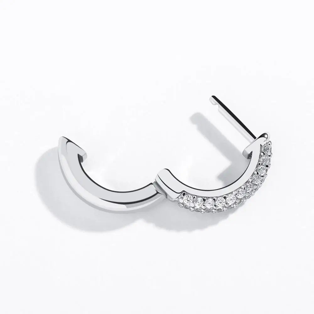 TOPGRILLZ 925 Sterling Silver 14mm Round Earring Iced Micro Pave Cubic Zirconia Earrings Hip Hop Fashion Jewelry Gift For Women