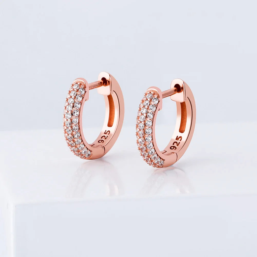 TOPGRILLZ 925 Sterling Silver 14mm Round Earring Iced Micro Pave Cubic Zirconia Earrings Hip Hop Fashion Jewelry Gift For Women