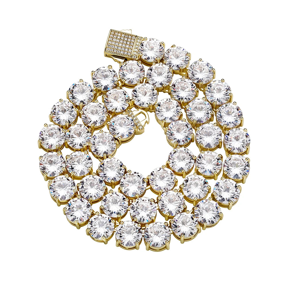 TOPGRILLZ New 10 mm Tennis Chain Necklace With New Spring Clasp Iced Out Cubic Zirconia Hip Hop Rockers Jewelry For Men