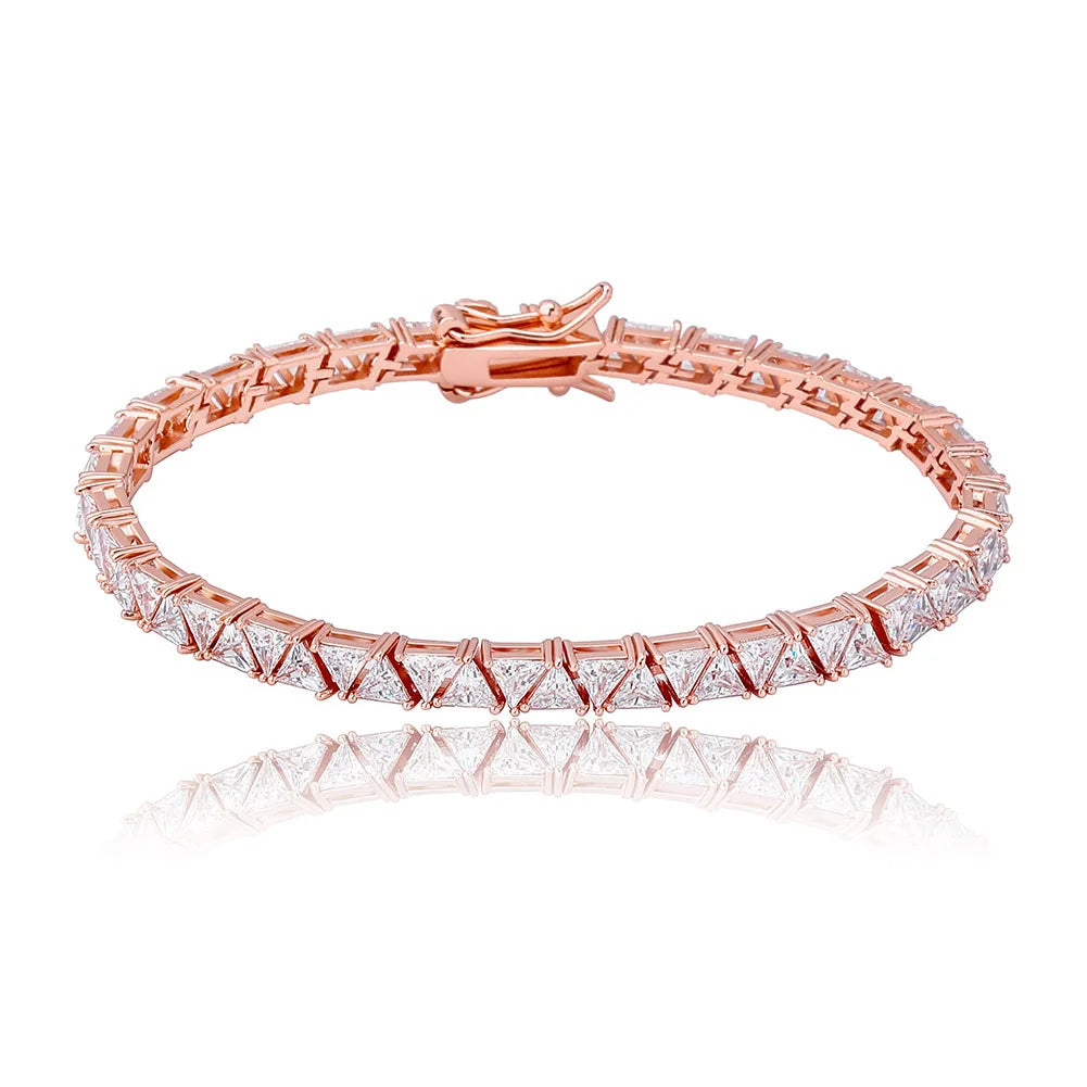 TOPGRILLZ 5mm Tennis Chain Bracelet High Quality Triangular Iced Out Cubic Zirconia Hip Hop Charm Fashion Jewelry For Women