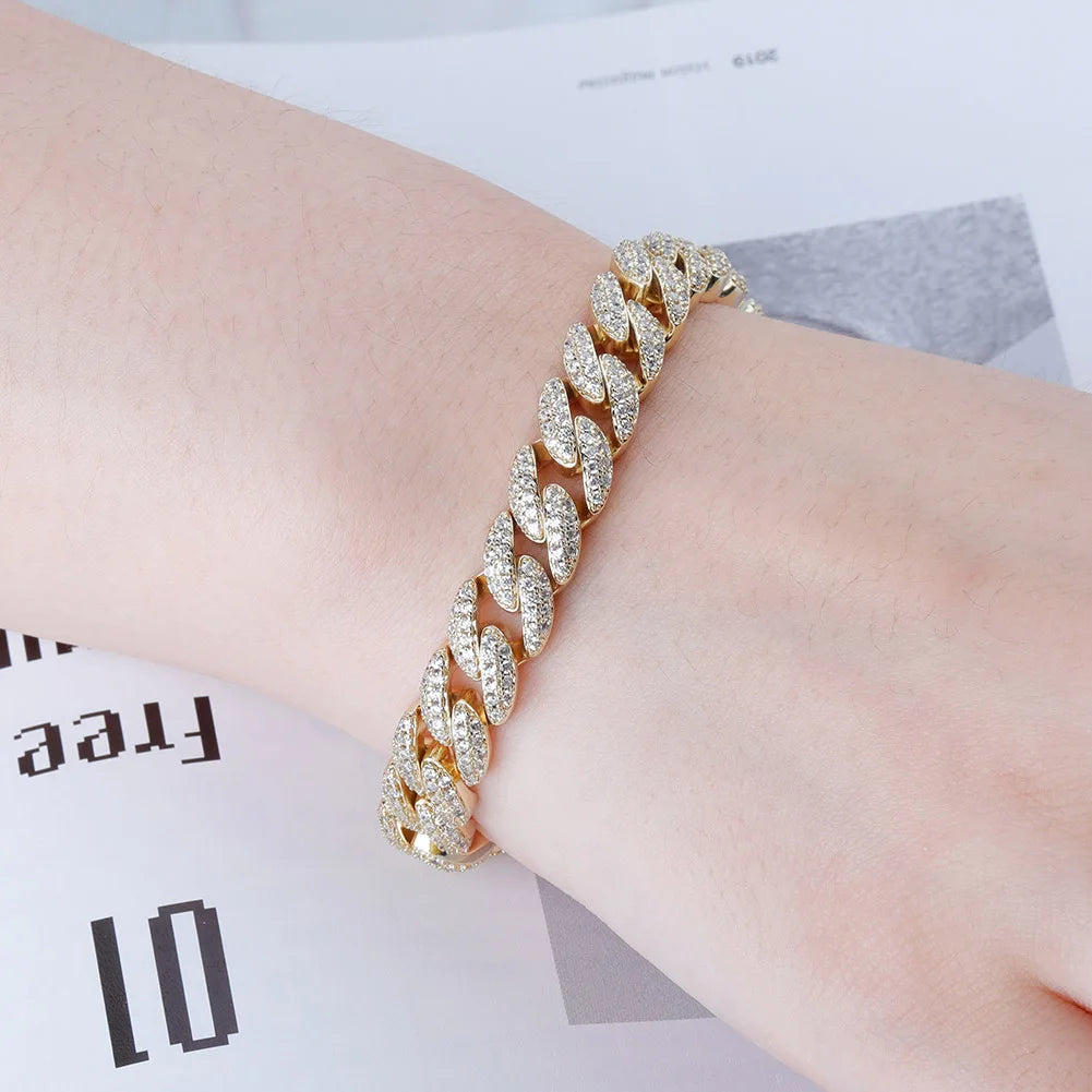 TOPGRILLZ 10mm Bracelet 6 Colors Iced Micro Pave Cubic Zirconia Bracelet Hip Hop Rock Fashion Jewelry Women For Gift 7inch 8inch