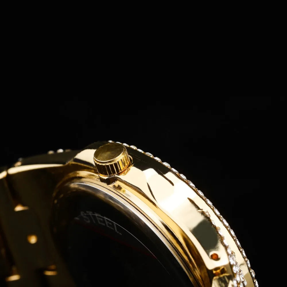 TOPGRILLZ Brand Iced Watch Quartz Gold Color HIP HOP Watches With Micropave CZ Stainless Steel Watch Clock relogio