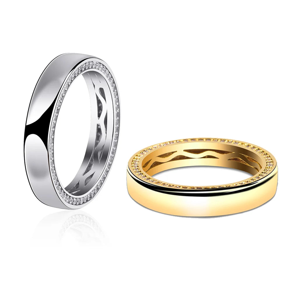 TOPGRILLZ Couple Rings 4mm/6mm 925 Sterling Silver Rings Top Brand Fine Jewelry High Quality Ice Out Bling Round Pattern Ring