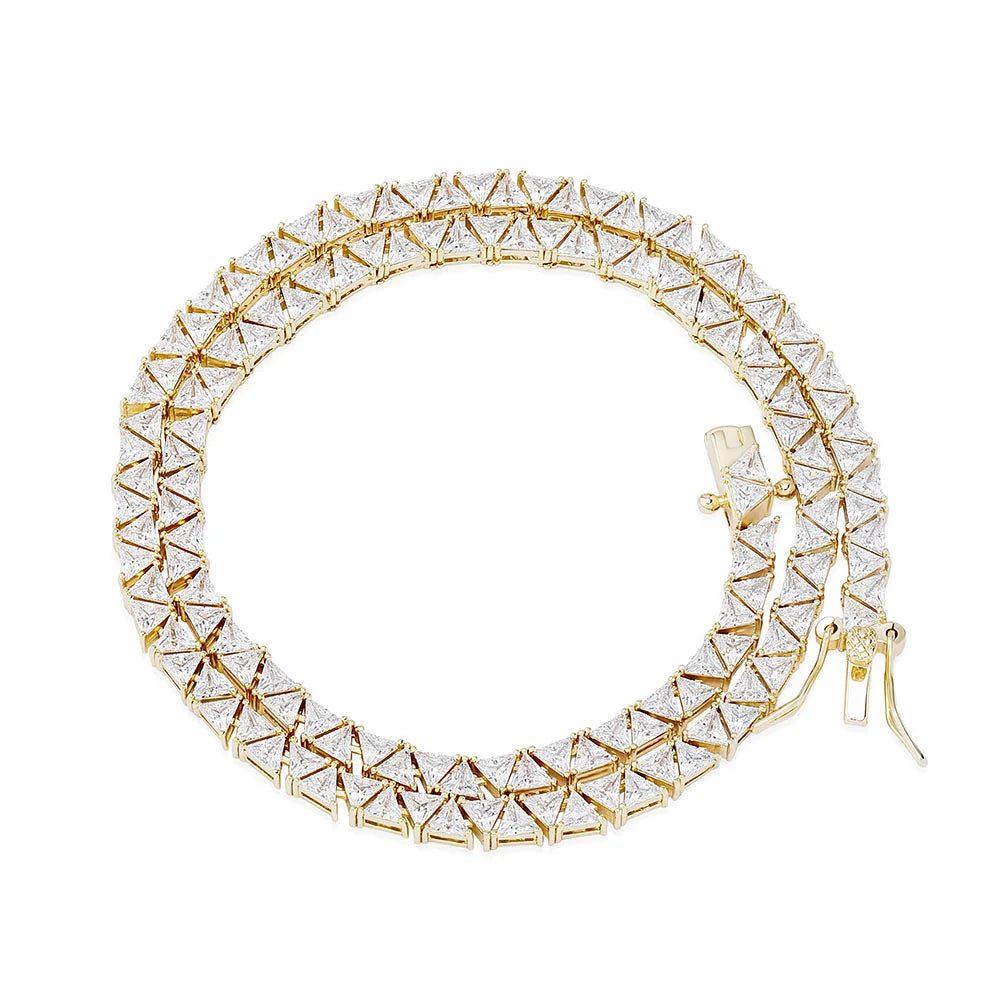 TOPGRILLZ 5mm Tennis Chain New Triangular Zircon Choker Women's Necklace Iced Out Cubic Zirconia Hip Hop Charm Jewelry Gift
