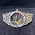TOPGRILLZ Mechanical Luxury Baguette Rhinestones Watches In Yellow Gold Shine Stainless Steel Watch Quality Business Watch