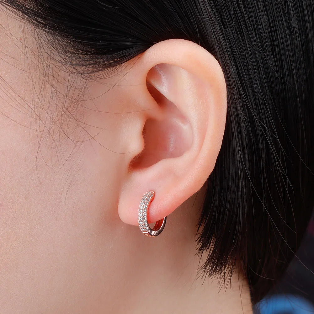 TOPGRILLZ 925 Sterling Silver 14mm Round Earring Iced Micro Pave Cubic Zirconia Earrings Hip Hop Fashion Jewelry Gift For Women