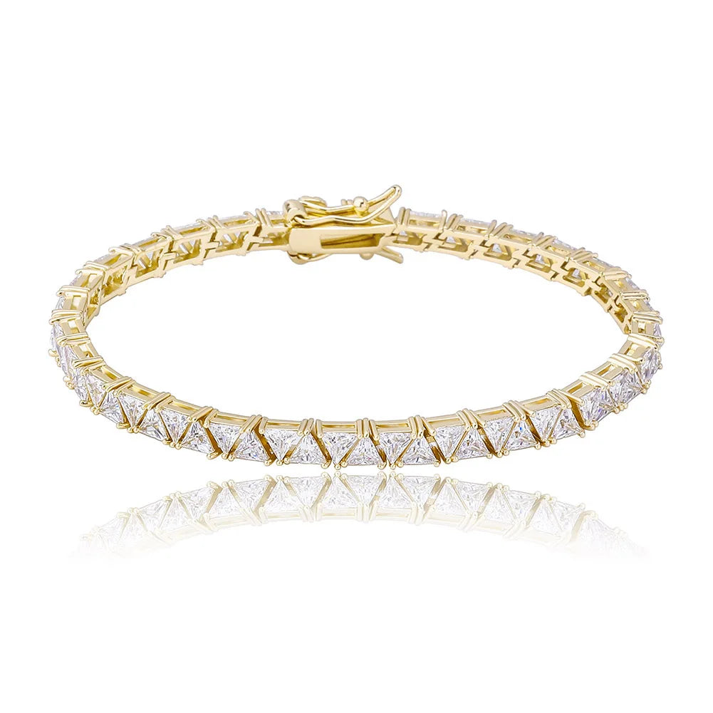 TOPGRILLZ 5mm Tennis Chain Bracelet High Quality Triangular Iced Out Cubic Zirconia Hip Hop Charm Fashion Jewelry For Women