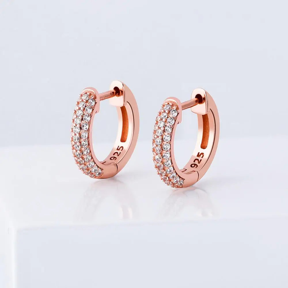 TOPGRILLZ 925 Sterling Silver 14mm Round Earring Iced Micro Pave Cubic Zirconia Earrings Hip Hop Fashion Jewelry Gift For Women