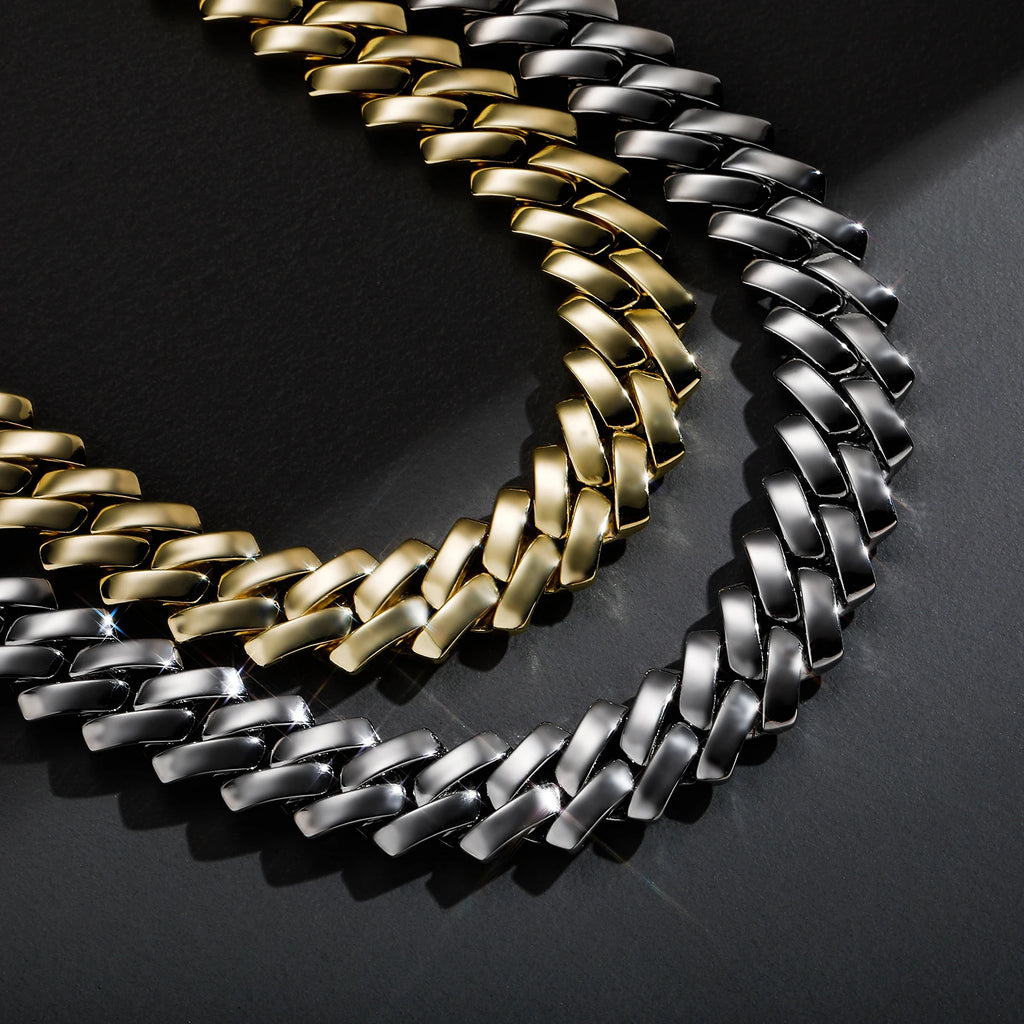 TOPGRILLZ 18MM Cuban Chain Miami Prong Link Chain Glossy High Quality Copper With New Spring Clasp Hip Hop Jewelry For Men
