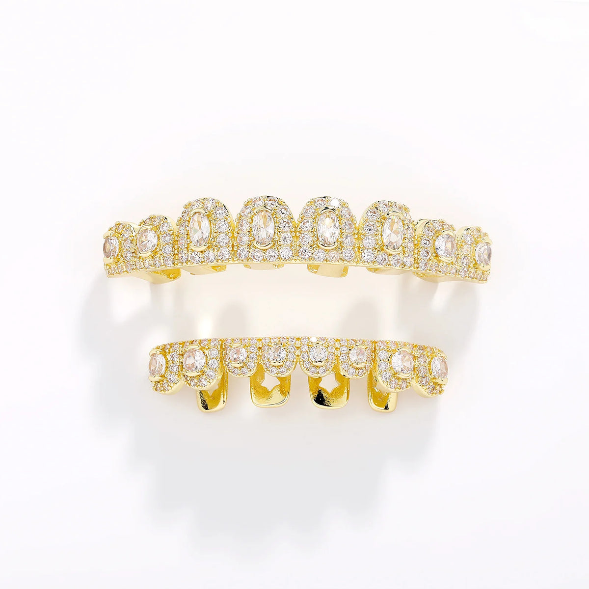 TOPGRILLZ  Hip Hop Full Iced Out  Set 8 Top&8 Bottom Tooth Cap Rainbow Candy Color Dental Grills For Unisex