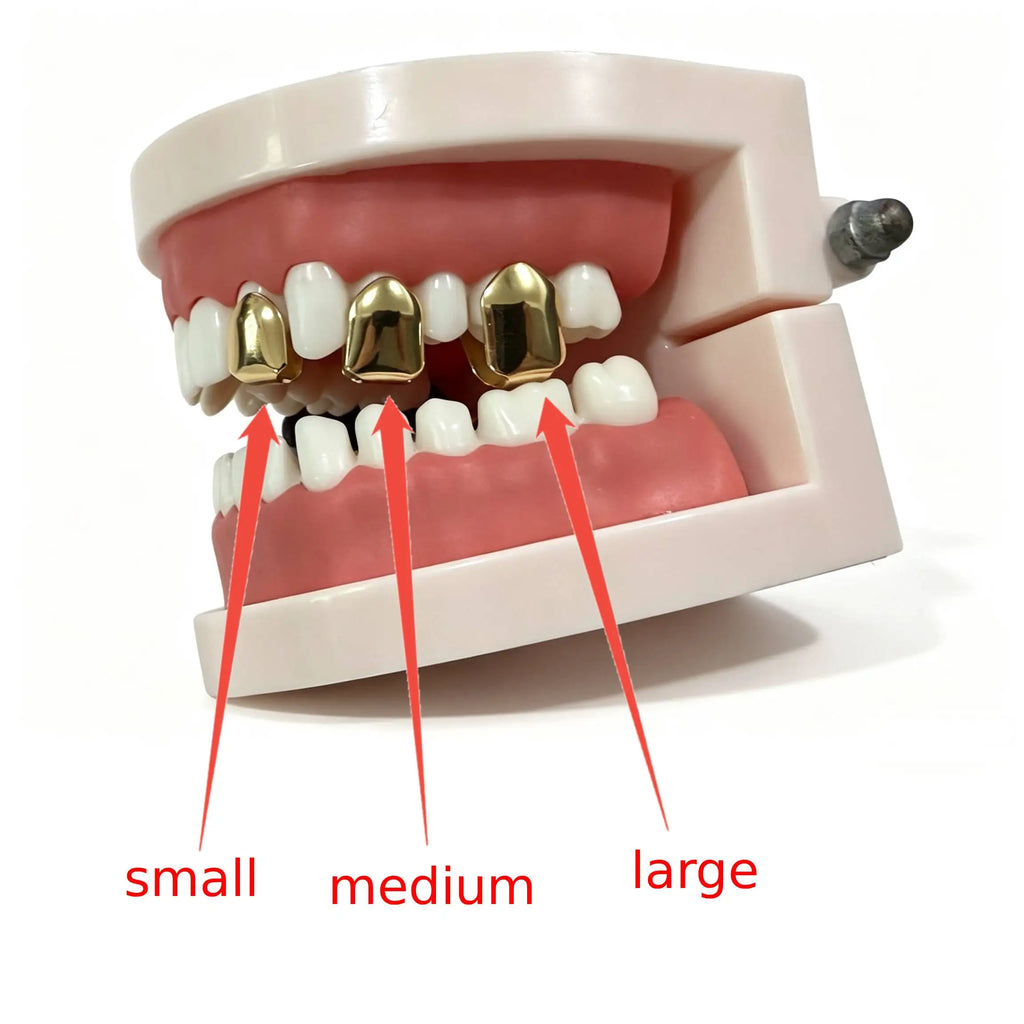 TOPGRILLZ 4 Colors Custom Fit HipHop Single Tooth Top Bottom Dental Grill Teeth Caps For Cosplay Halloween Gift
