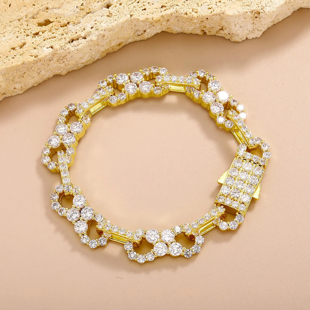 TOPGRILLZ 10mm Iced Out Infinite CZ Stones Chain Bracelet For Men's Fashion Gold Silver Color 8 Characters Rapper Charm Jewelry