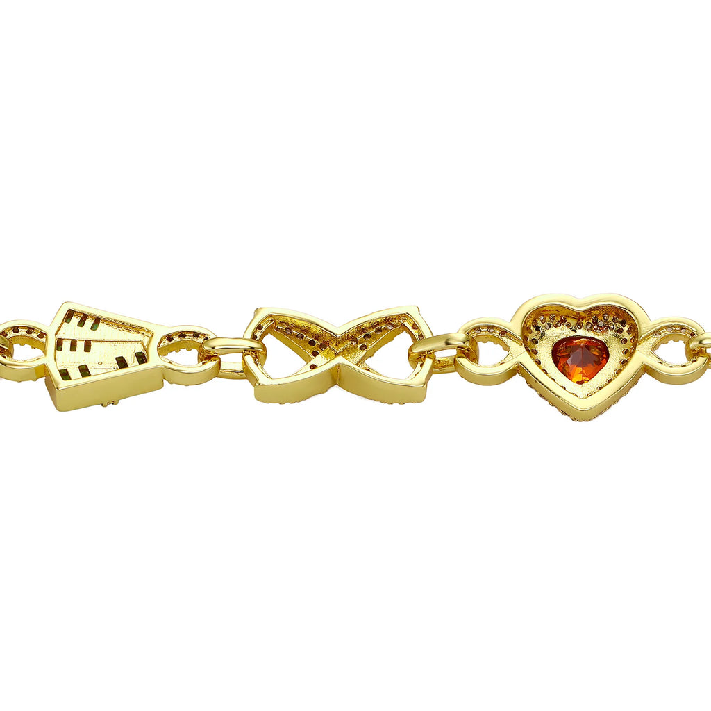 TOPGRILLZ Womens Streetwear Jewelry Gold Plated Flower Evil Eye Heart Charms Cross Bracelet Micro Pave Bling Gift For Men