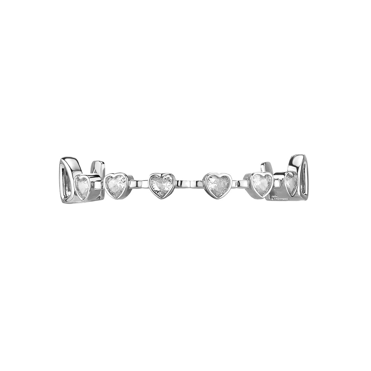 TOPGRILLZ Hip Hop Y2K Copper Grillz Set Pink And Clear Heart CZ Top Bottom Teeth Cap Sweet Cool Bling Jewelry For Women Men