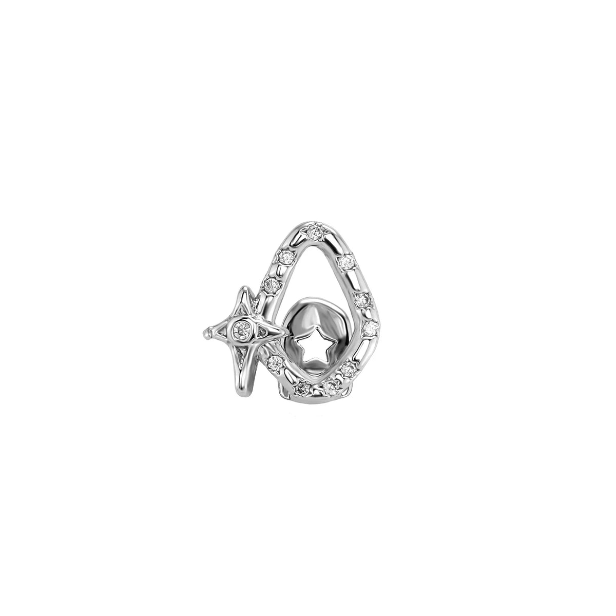 TOPGRILLZ Geometric Single Skeleton Iced Out Star Zircon Teeth Grillz Vintage CZ Stone Tooth Caps For Women Men Halloween Gift
