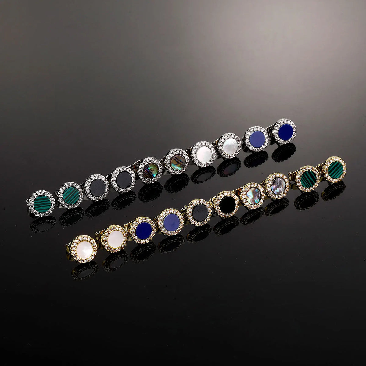 TOPGRILLZ Natural Stone Earrings Crystal Quartzs 10mm Round Gem Stud Iced Out Ear Jewelry For Men Women Wholesale