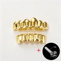 TOPGRILLZ 2Pcs Hip Hop Grillz Set No Stone Solid Mirror Top Bottom 10 Teeth Grills Classic Jewelry Men Women