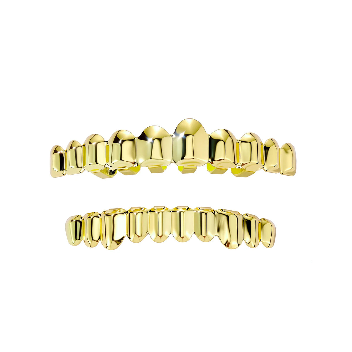 TOPGRILLZ 2Pcs Hip Hop Grillz Set No Stone Solid Mirror Top Bottom 10 Teeth Grills Classic Jewelry Men Women