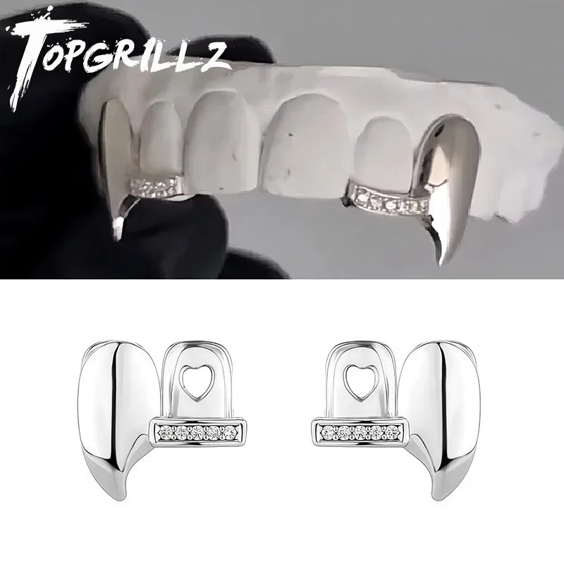 TOPGRILLZ Iced Out DIY Removable Zircon Tooth Socket Horizontal Bar Tooth Grills Fangs For Women Men Halloween Dental Grillz