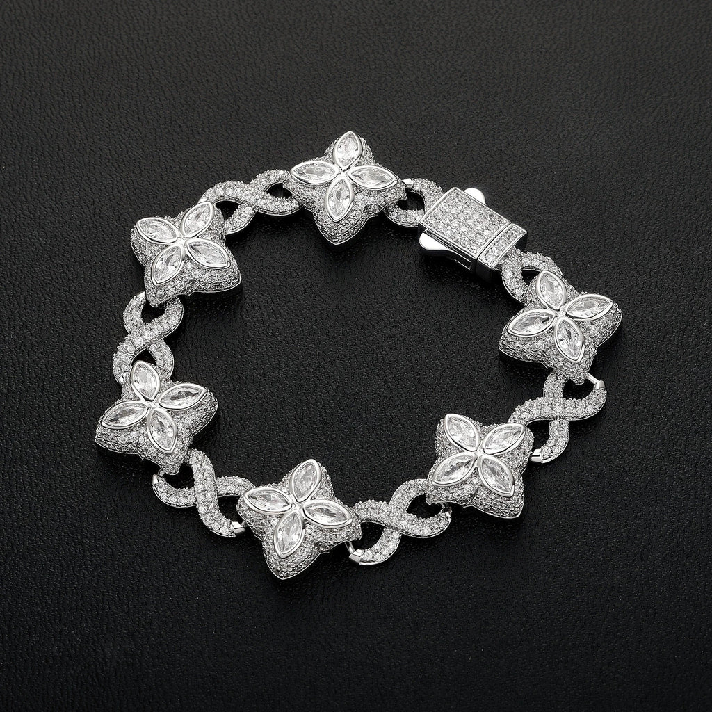 TOPGRILLZ Iced Out 5A+ Cubic Zircon Four Clover Bracelet Micro Paved CZ Stones Floral Inifinity Chain Anklets Luxury Jewelry