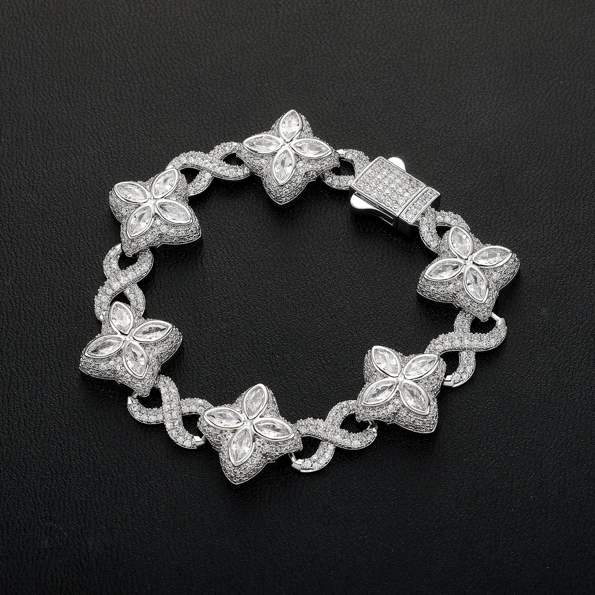 TOPGRILLZ Iced Out 5A+ Cubic Zircon Four Clover Bracelet Micro Paved CZ Stones Floral Inifinity Chain Anklets Luxury Jewelry