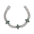 TOPGRILLZ 10mm Multi Color CZ Floral Cuban Chain Bracelet Micro Paved Iced Out 5A+ Cubic Zircon Clover Anklet Luxury Jewelry