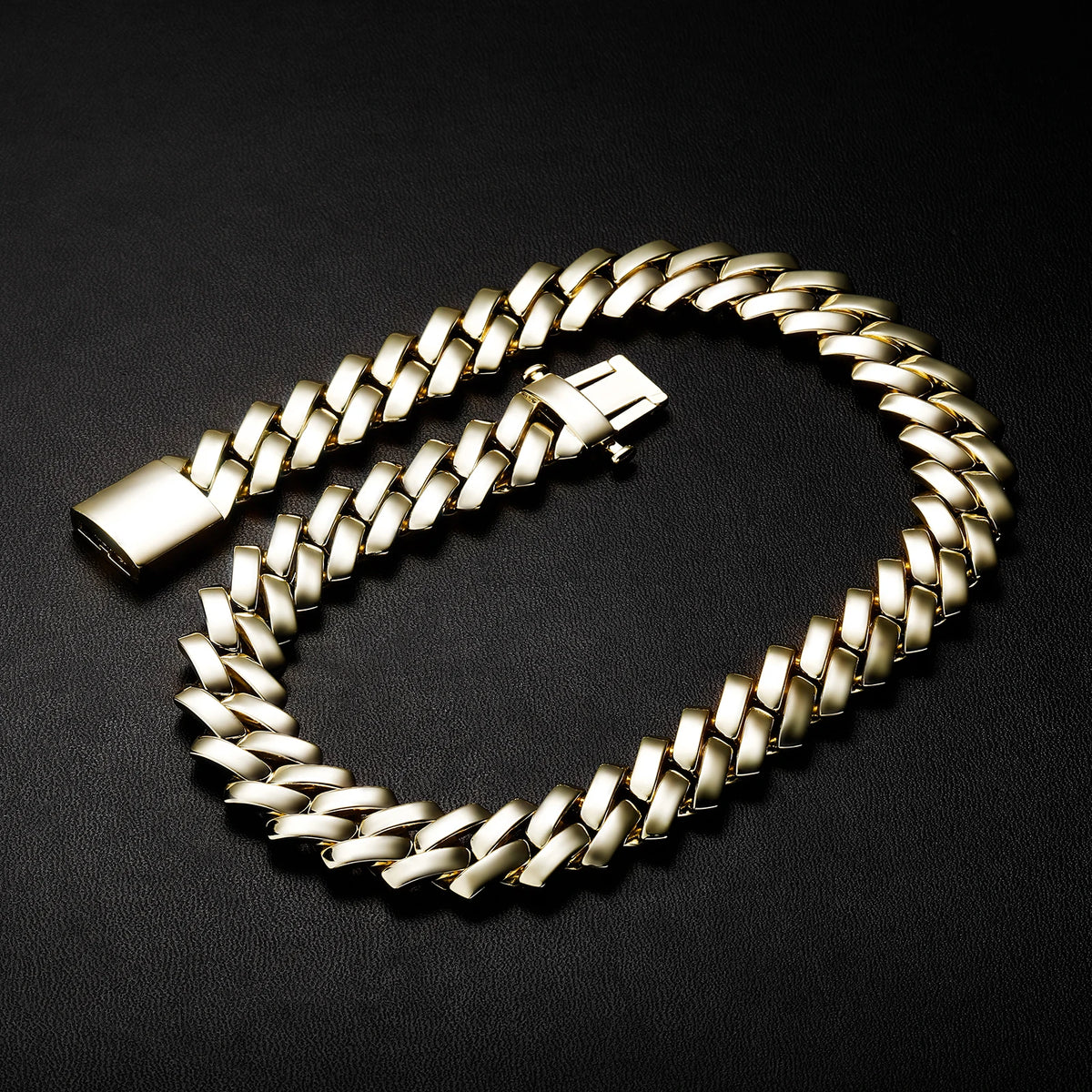 TOPGRILLZ 18MM Cuban Chain Miami Prong Link Chain Glossy High Quality Copper With New Spring Clasp Hip Hop Jewelry For Men