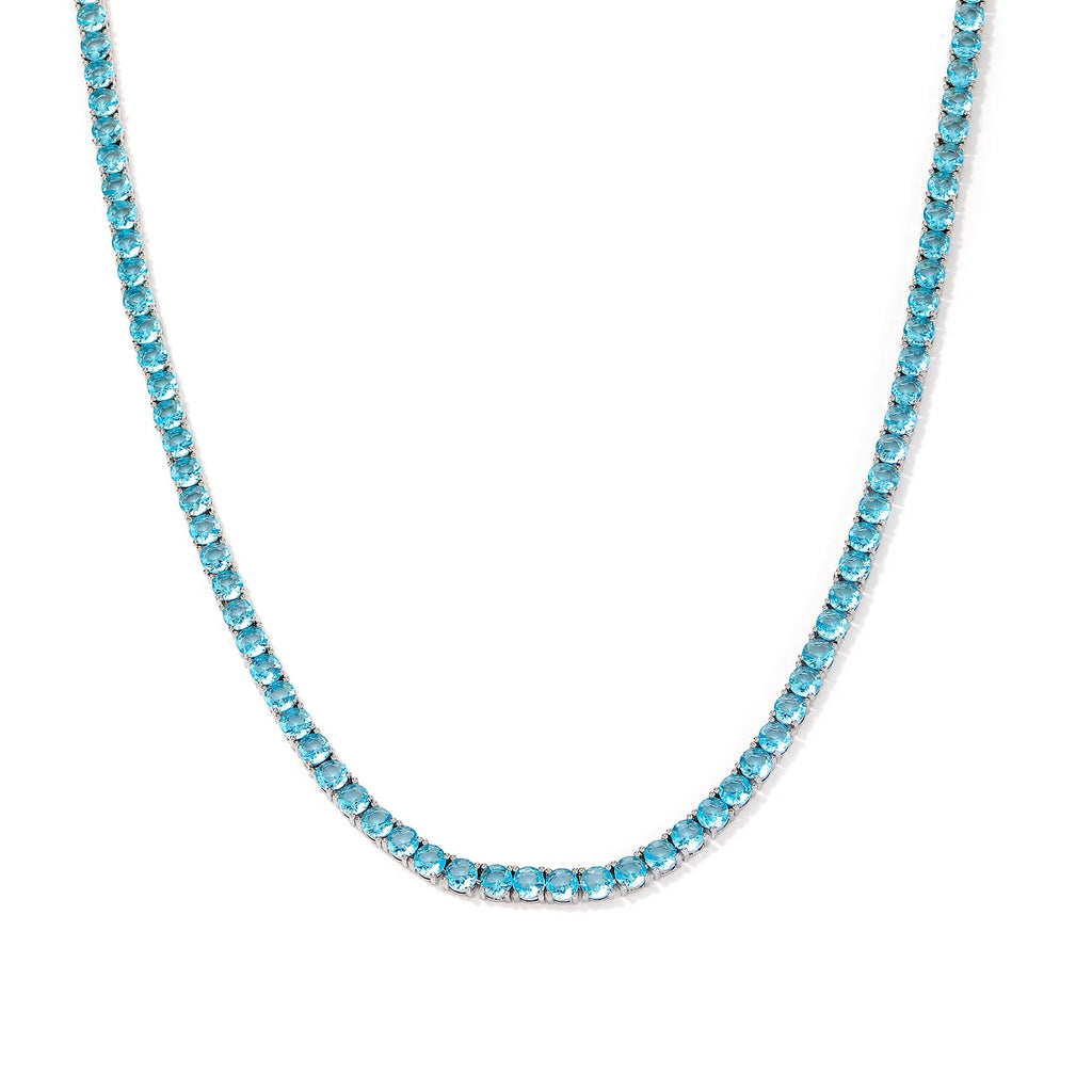 TOPGRILLZ 4MM Iced Out Bling AAA Zircon 1 Row Fashion Light Blue Color Tennis Jewelry Chains Women 20inch Choker Punk Gift