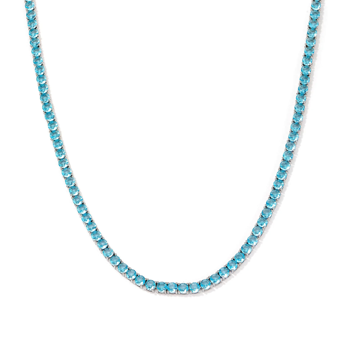 TOPGRILLZ 4MM Iced Out Bling AAA Zircon 1 Row Fashion Light Blue Color Tennis Jewelry Chains Women 20inch Choker Punk Gift