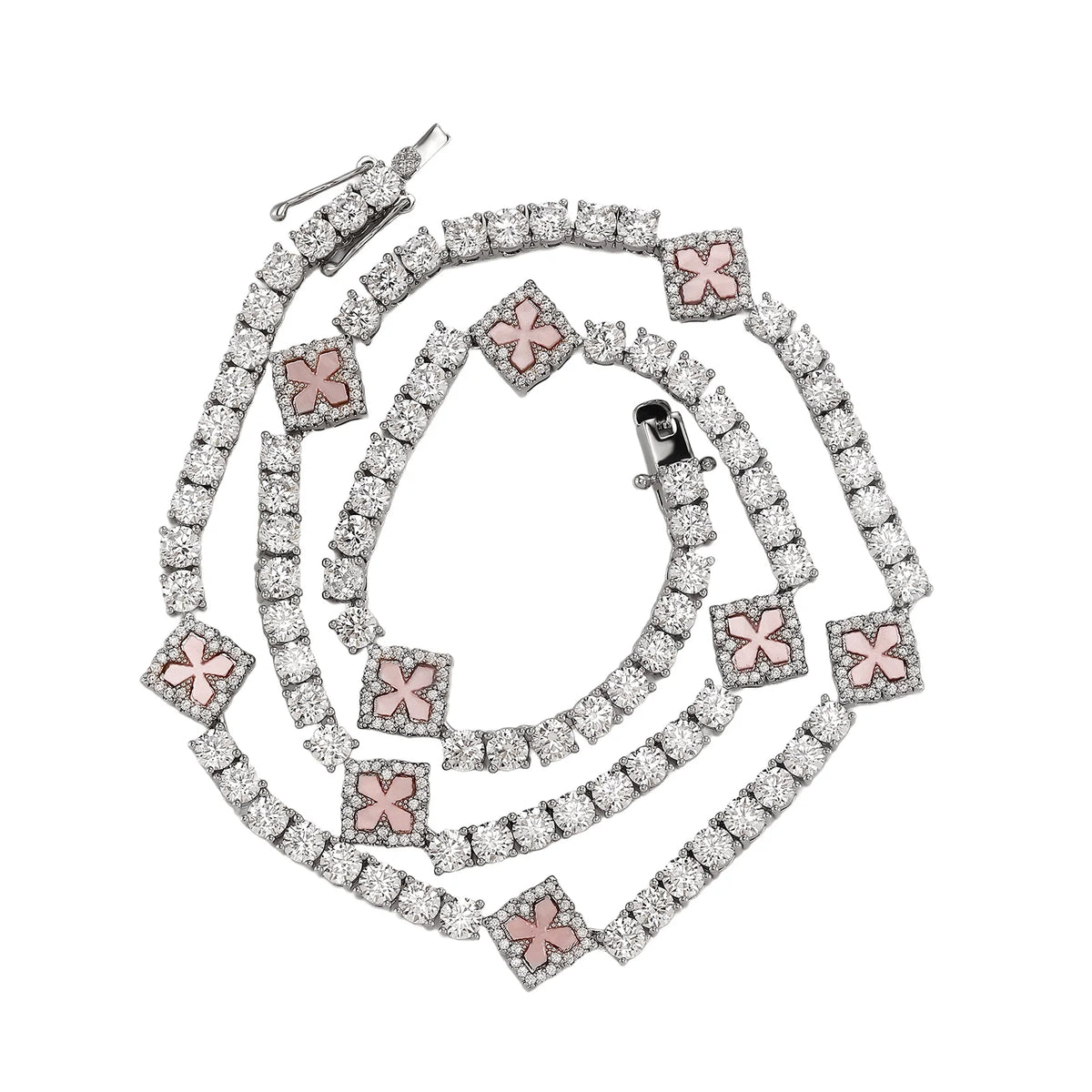 TOPGRILLZ Classic Iced Out Four Leaf Clover Necklace 5A+ Cubic Zirconia Flower 4mm Tennis Chain For Unisex Jewelry