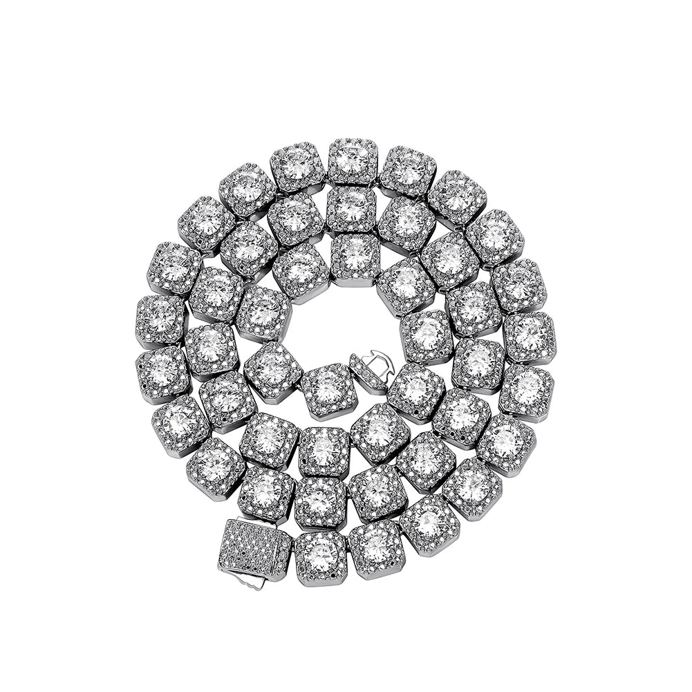 TOPGRILLZ New Color Preservation Waterproof Necklace 10mm Iced Clustered Tennis Chain With Spring Clasp HipHop Fashion Jewelry