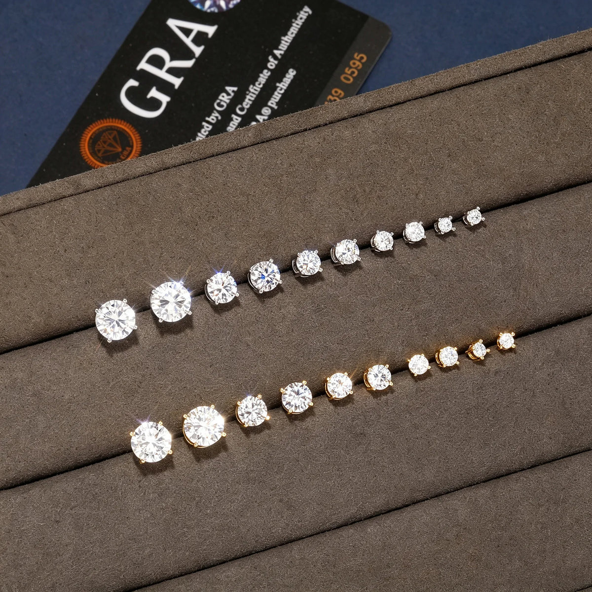 TOPGRILLZ Moissanite Stud Copper Earrings 3-8mm 925 Silver Needle GRA Certificate 4 Prong D Color Bling Jewelry Gift Men Women