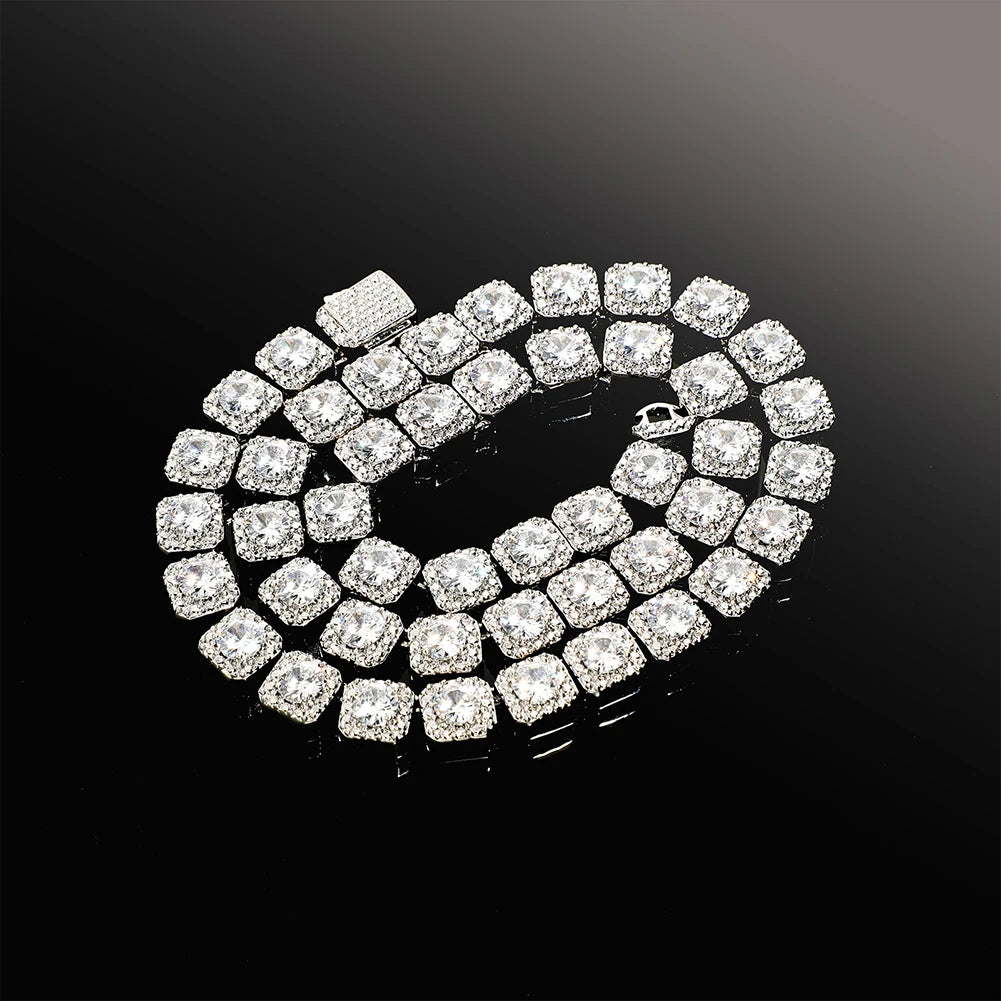 TOPGRILLZ New Color Preservation Waterproof Necklace 10mm Iced Clustered Tennis Chain With Spring Clasp HipHop Fashion Jewelry