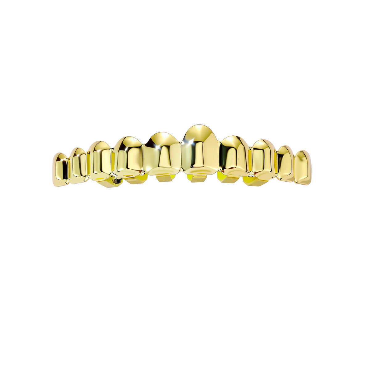 TOPGRILLZ 2Pcs Hip Hop Grillz Set No Stone Solid Mirror Top Bottom 10 Teeth Grills Classic Jewelry Men Women