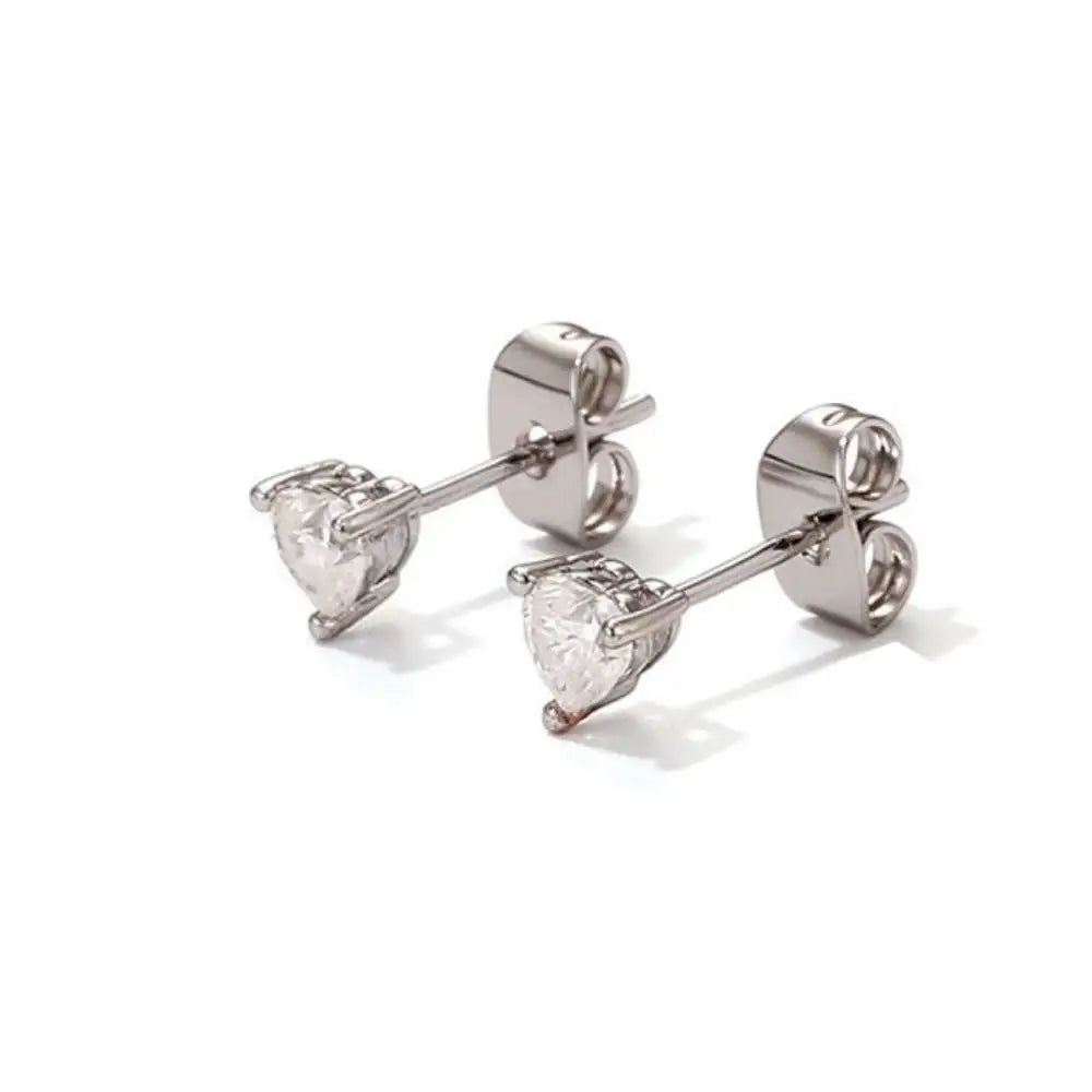 TOPGRILLZ Heart Moissanite Stud Earrings 4-9mm 925 Silver Post 3-Prong Sparkling Christmas Gift Hip Hop Jewelry Men Women