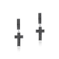 TOPGRILLZ Cubic Zirconia Bling Iced Cross Earring Gold Silver Color Copper Material Earrings for Men Women Hip Hop Rock Jewelry