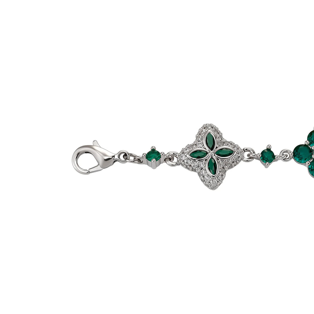 TOPGRILLZ Iced Out Classic Brass Bracelet Ladies Adjustable Four Leaf Clover Chain Bracelet With 5A+ Cubic Zirconia For Party