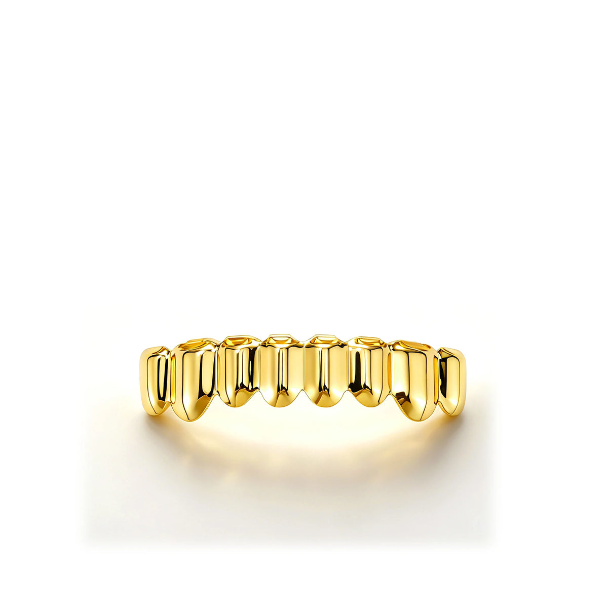 TOPGRILLZ 2Pcs Hip Hop Grillz Set No Stone Solid Mirror Top Bottom 10 Teeth Grills Classic Jewelry Men Women